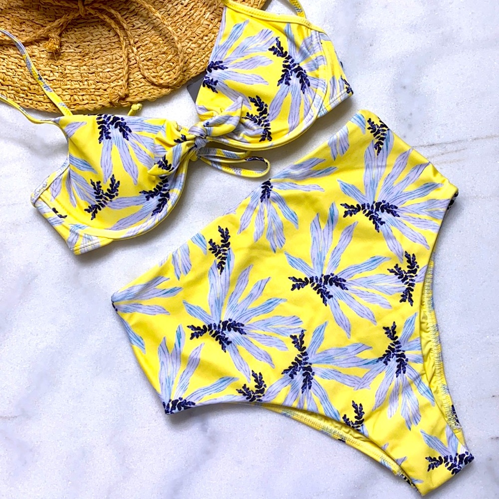 NWT Vix Paula Hermanny Lily Yellow Bikini Set